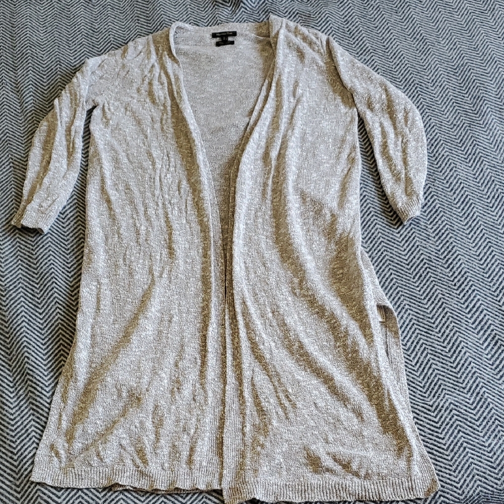 Massimo Dutti Cream Open Front Long Cardigan